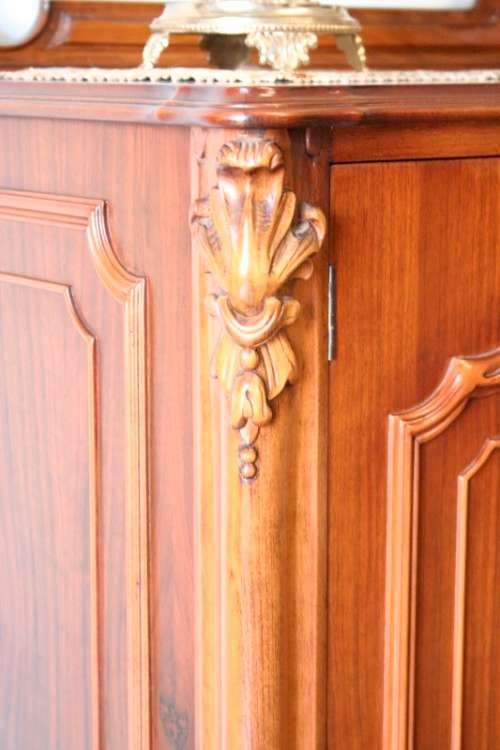 An exquisite vintage side server cabinet with carved detailing and loads of drawer & cupboard space