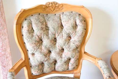 Two magnificent Victorian Oak hand carved chairs with deep button detailing!