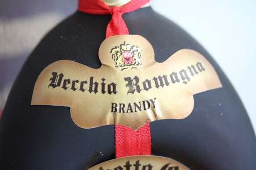 An extremely rare 40-YEAR-OLD Vecchia Romagna sealed bottle of brandy in a wooden box - perfect gift
