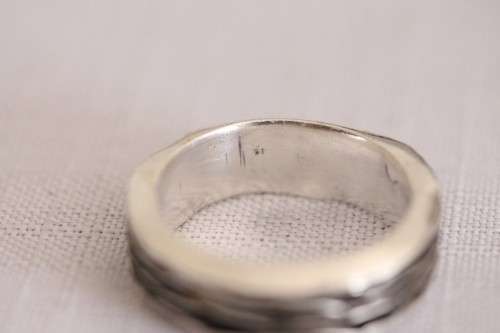 An unusual designed Mexican hand-made sterling silver gents ring in a ring box