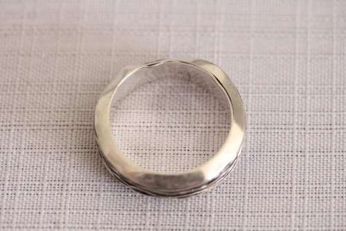 An unusual designed Mexican hand-made sterling silver gents ring in a ring box