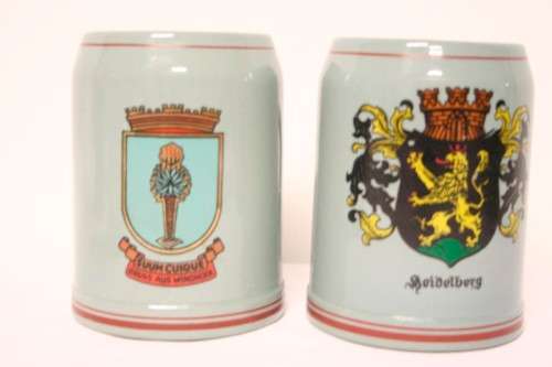An awesome collection of five (500ml) German branded beer tankards in good condition