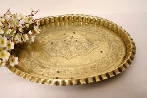 A fabulous antique solid brass tray, perfect to add display items on.