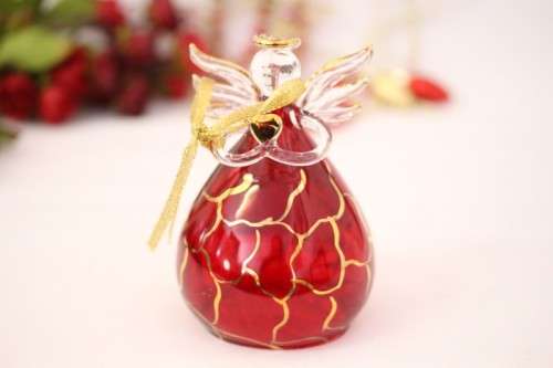 **RS17** A made hand-blown Italian red-glass angel finished with gold detailing by Flamigni