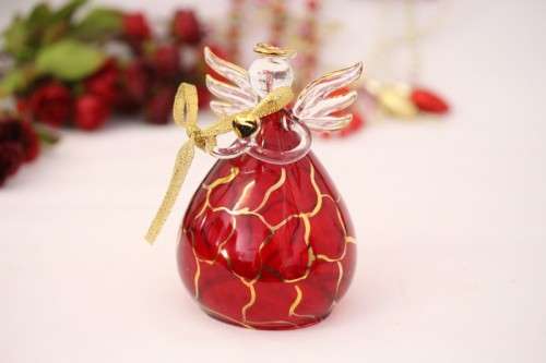 **RS17** A made hand-blown Italian red-glass angel finished with gold detailing by Flamigni
