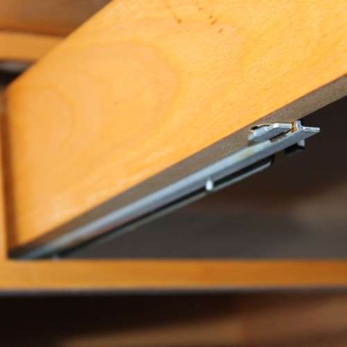 A magnificent "Marks and Spencer" modern Oak desk with metal feet caps and an uncomplicated design!!