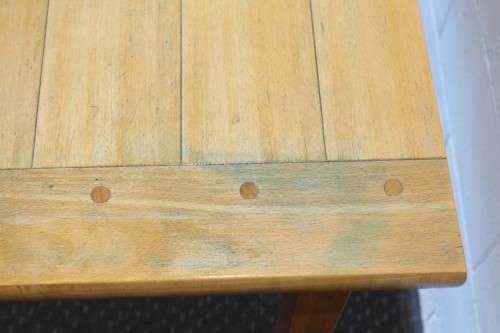 A magnificent "Marks and Spencer" modern Oak desk with metal feet caps and an uncomplicated design!!