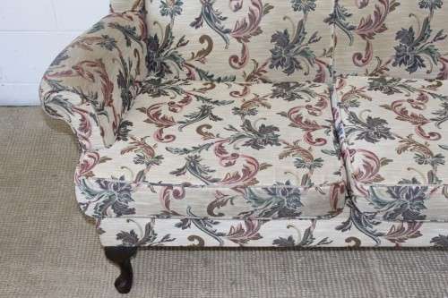 **RS17_Clearance** A beautiful floral upholstered Queen Anne style wing-back lounge suite