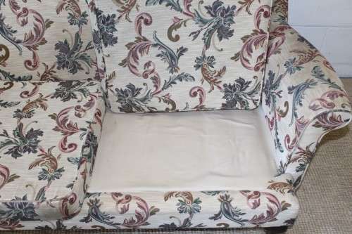 **RS17_Clearance** A beautiful floral upholstered Queen Anne style wing-back lounge suite