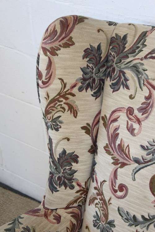 **RS17_Clearance** A beautiful floral upholstered Queen Anne style wing-back lounge suite