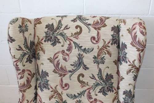 **RS17_Clearance** A beautiful floral upholstered Queen Anne style wing-back lounge suite
