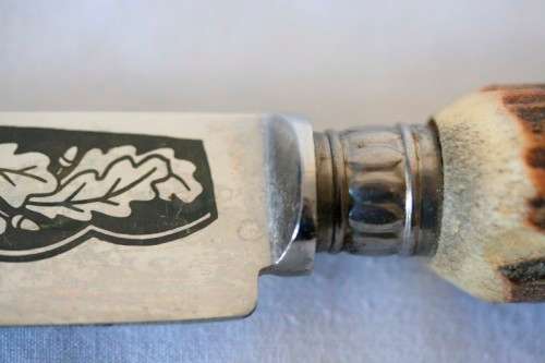 A stunning antique German made H Boker & Co "Tree brand" boxed genuine Antler handle carving set