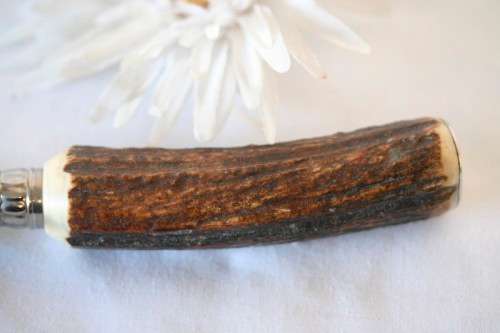 A stunning antique German made H Boker & Co "Tree brand" boxed genuine Antler handle carving set