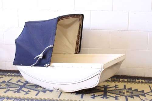 A rare vintage British made Marmet "coach-built" pram with drop-down canopy, foot brake & more