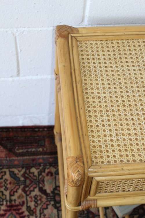 A gorgeous cane and wicker bedside table/ pedestal with a single drawer & cane shelf - RS17Sale