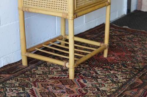 A gorgeous cane and wicker bedside table/ pedestal with a single drawer & cane shelf - RS17Sale