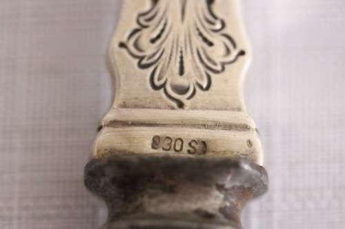 An incredible antique (c1910) Swedish made 830S solid silver knife with ornate detailing