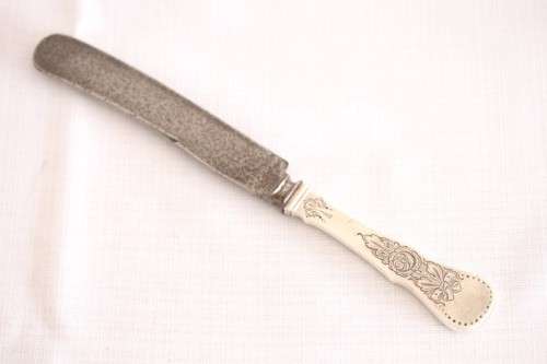 An incredible antique (c1910) Swedish made 830S solid silver knife with ornate detailing