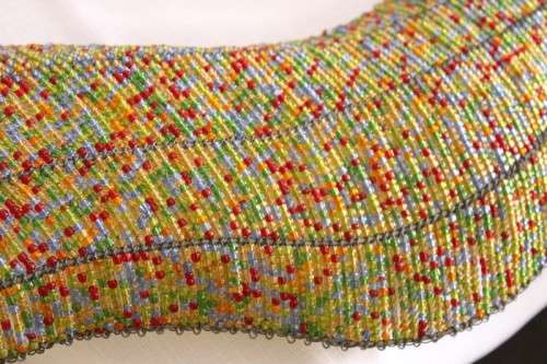 A stunning large (101cm long) hand made glass beaded lizard/ gecko decorative wall ornament