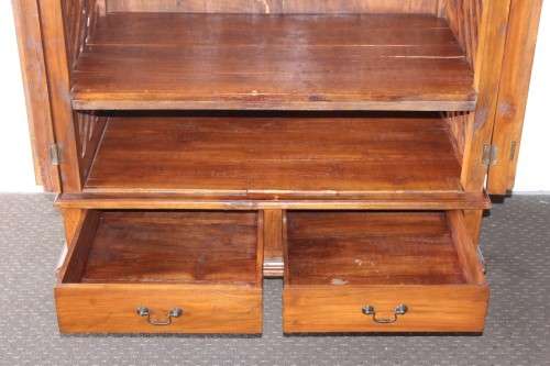 A wonderful Balinese Teak entertainment cabinet with fold-back doors and two drawers - stunning!!