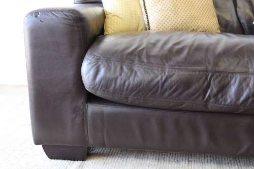 **RS17** A fantastic well made x-long (2,45m long) brown genuine full-grain leather couch/ sofa