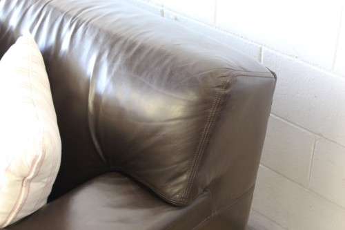 **RS17** A fantastic well made x-long (2,45m long) brown genuine full-grain leather couch/ sofa
