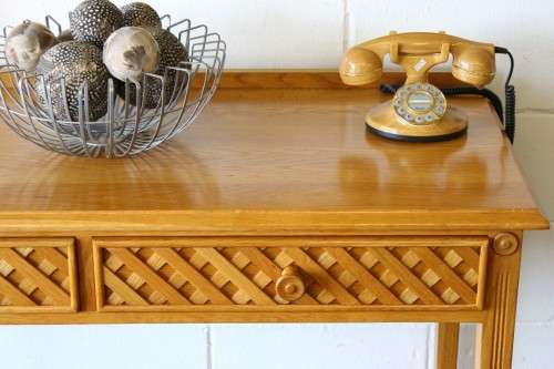 **RS17_Clearance** An incredible stylish two-drawer Oak console table and a matching Oak mirror