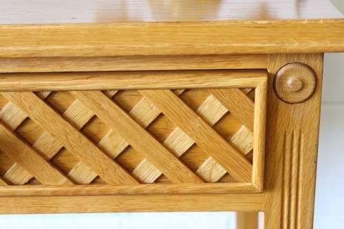 **RS17_Clearance** An incredible stylish two-drawer Oak console table and a matching Oak mirror