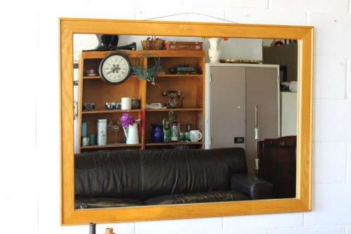 **RS17_Clearance** An incredible stylish two-drawer Oak console table and a matching Oak mirror