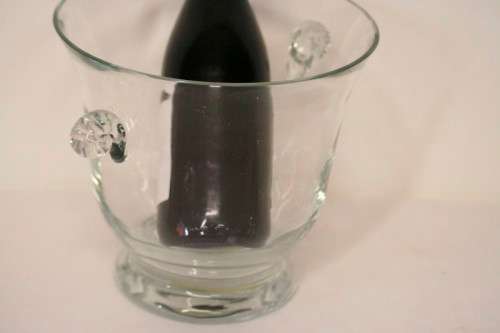 A stunning large clear glass ice bucket/ wine/champagne cooler in remarkable condition