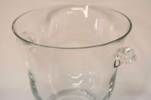 A stunning large clear glass ice bucket/ wine/champagne cooler in remarkable condition