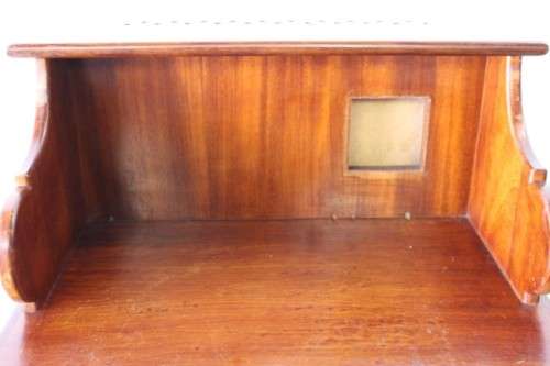 **RS17_Clearance** Yellow wood & mahogany panelled concierge pedestal w/ a large cupboard