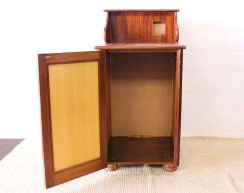 **RS17_Clearance** Yellow wood & mahogany panelled concierge pedestal w/ a large cupboard