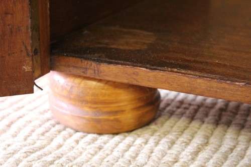 **RS17_Clearance** Yellow wood & mahogany panelled concierge pedestal w/ a large cupboard