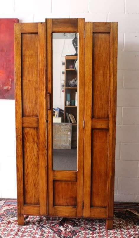 An awesome vintage gentleman's (Jongmans kas) wardrobe w/ a large full-length mirror - stunning!!