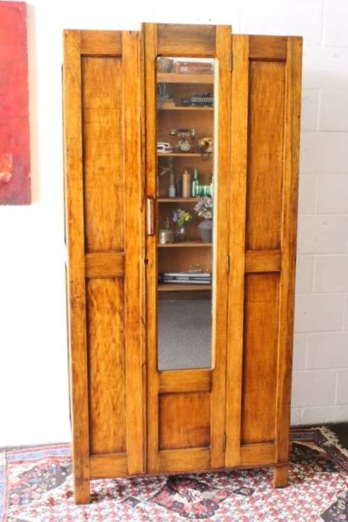An awesome vintage gentleman's (Jongmans kas) wardrobe w/ a large full-length mirror - stunning!!
