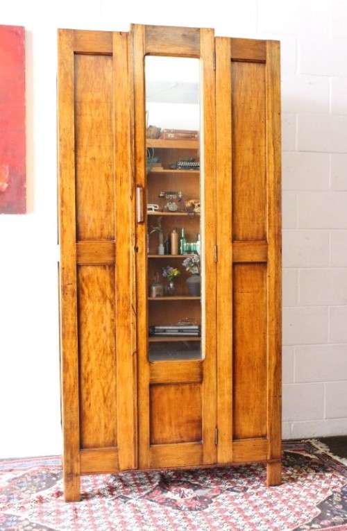 An awesome vintage gentleman's (Jongmans kas) wardrobe w/ a large full-length mirror - stunning!!