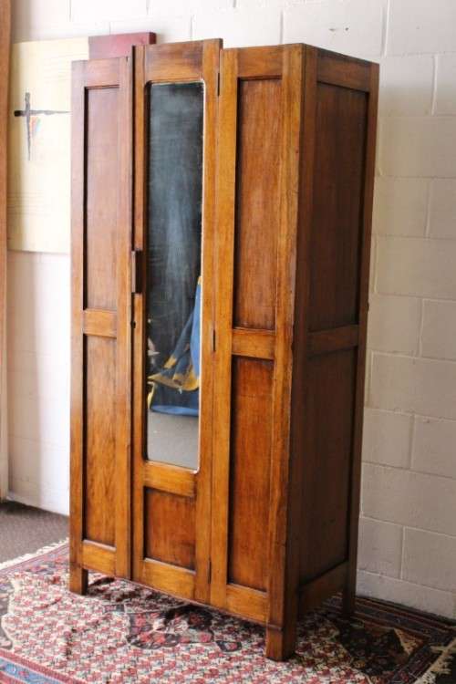 An awesome vintage gentleman's (Jongmans kas) wardrobe w/ a large full-length mirror - stunning!!