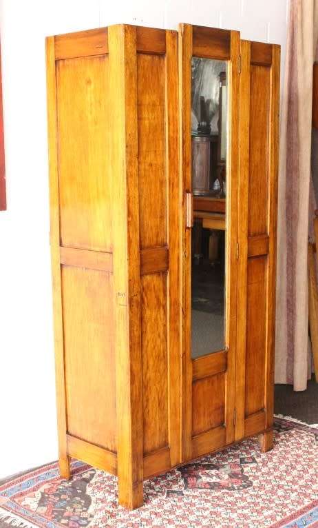 An awesome vintage gentleman's (Jongmans kas) wardrobe w/ a large full-length mirror - stunning!!