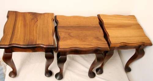 3 wonderful and stylish "Fechters Knysna" small teak side tables with Queen Anne styled legs.