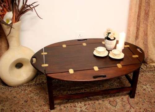 **RS17** A beautiful solid mahogany Butlers coffee table w/ drop sides and brass hinges