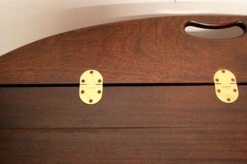**RS17** A beautiful solid mahogany Butlers coffee table w/ drop sides and brass hinges