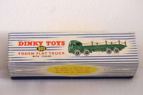 A ultra-rare original vintage c1959 BOXED Dinky Toys No. 905/505 maroon Foden Flat Truck w/ chains