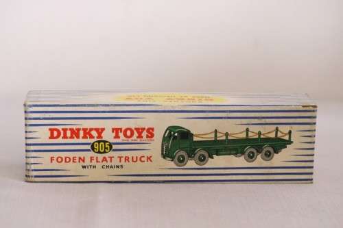 A ultra-rare original vintage c1959 BOXED Dinky Toys No. 905/505 maroon Foden Flat Truck w/ chains