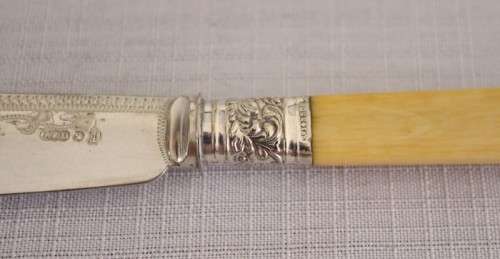 An awesome antique Victorian (c1895) "Allen & Darwin" silver plated bone handle style fish knife set