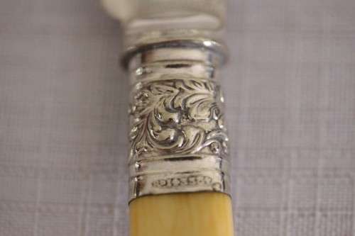 An awesome antique Victorian (c1895) "Allen & Darwin" silver plated bone handle style fish knife set