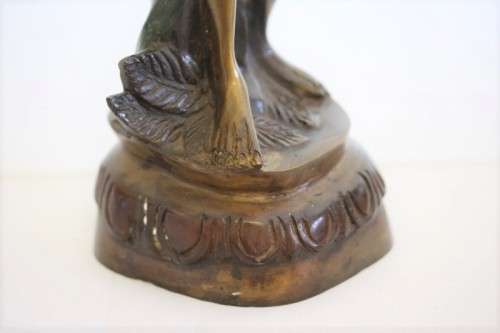 A spectacular tall (46cm) hand painted cast bronze "Chinese rice/ water Carrier" figurine - stunning