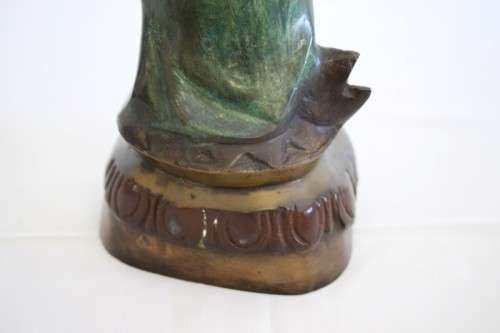 A spectacular tall (46cm) hand painted cast bronze "Chinese rice/ water Carrier" figurine - stunning