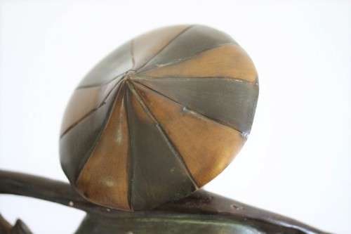 A spectacular tall (46cm) hand painted cast bronze "Chinese rice/ water Carrier" figurine - stunning