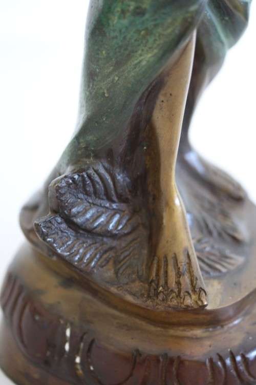 A spectacular tall (46cm) hand painted cast bronze "Chinese rice/ water Carrier" figurine - stunning
